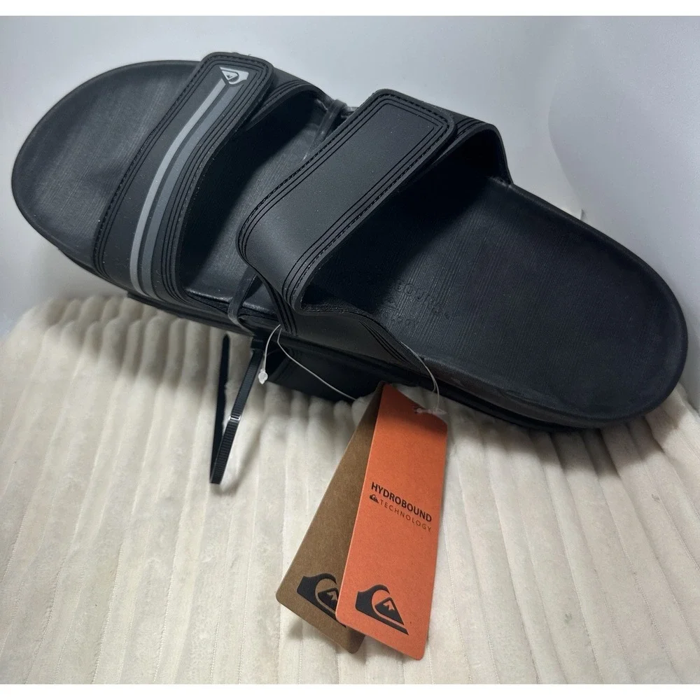 Quiksilver Hydrobound Slide Sandals Men's Size 13 Black Comfort Slides NWT